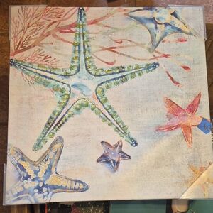 Starfish Canvas Wall Art Textured Design Wood Frame Coastal Decor Sea Creatures